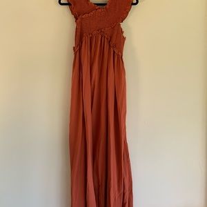 Burnt Orange-Red Maxi Dress W/ Cross
